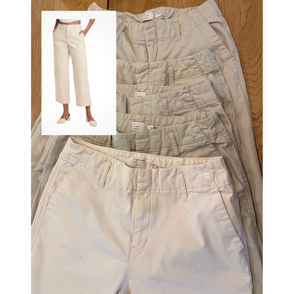 A New Day Pants Lot Women's High-Rise Straight Stretch Ankle Chino Sz 6 Set Of 5